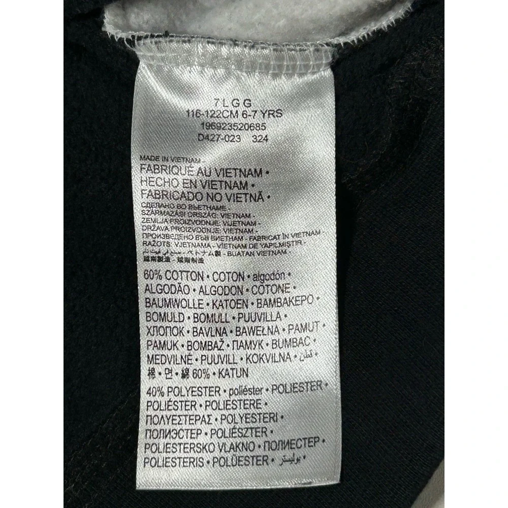 Air Jordan Sweatshirt Youth Large Black Pullover JumpMan Block Logo Boys 6-7 Yrs